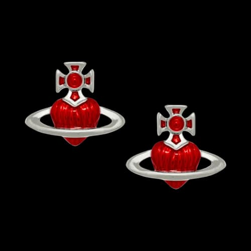 Vivienne Westwood Women's Fabianna Bas Relief Earrings Platinum/Red Enamel