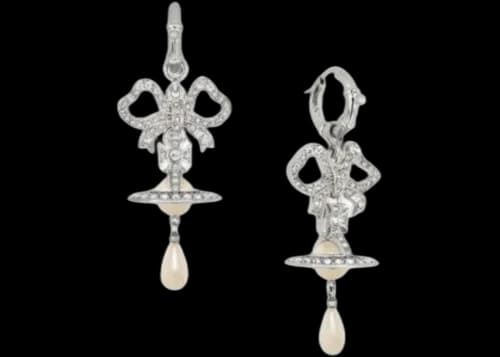 Vivienne Westwood Women's Rigoberta Pearl Earrings Platinum/White Crystal/Creamrose Pea