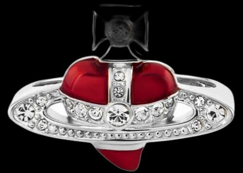 Vivienne Westwood Women's New Diamante Heart Ring Platinum/Crystal Crystal/Indian Pink