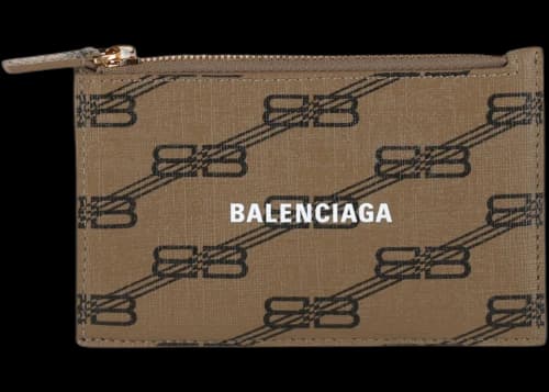 Balenciaga Beige Brown Balenciaga BB Monogram Coated Canvas Card Holder