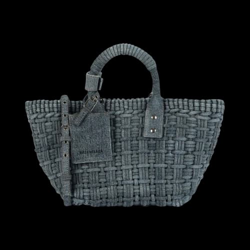 Balenciaga Bistro XS Basket Top Handle Bag In Denim Blue Denim Black
