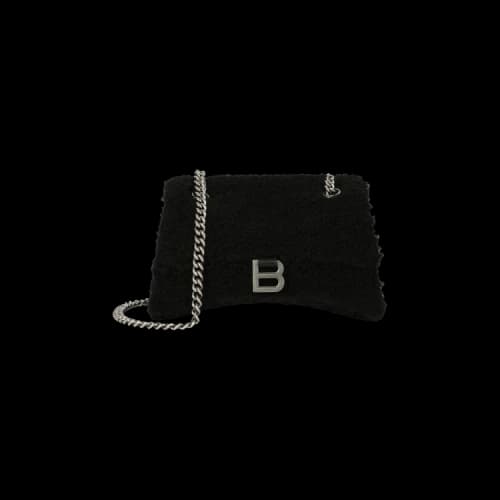 Balenciaga Crush Faux Shearling Small Chain Bag Black
