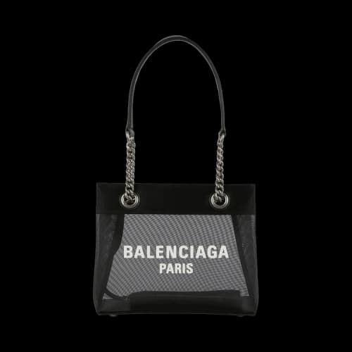 Balenciaga Small Duty Free Mesh Tote Black White