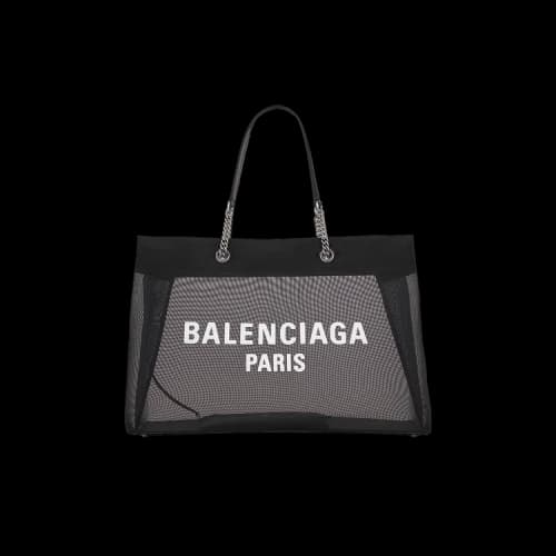 Balenciaga Large Duty Free Mesh Tote Black White