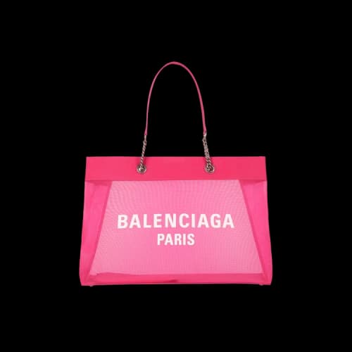 Balenciaga Large Duty Free Mesh Tote Fuchsia/White
