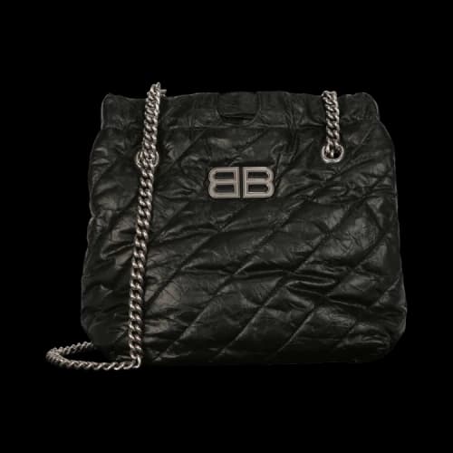 Balenciaga Small Quilted Crush Tote Bag Black