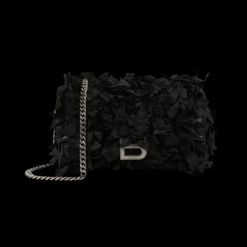 Balenciaga Hourglass Satin Bow Wallet On Chain Black