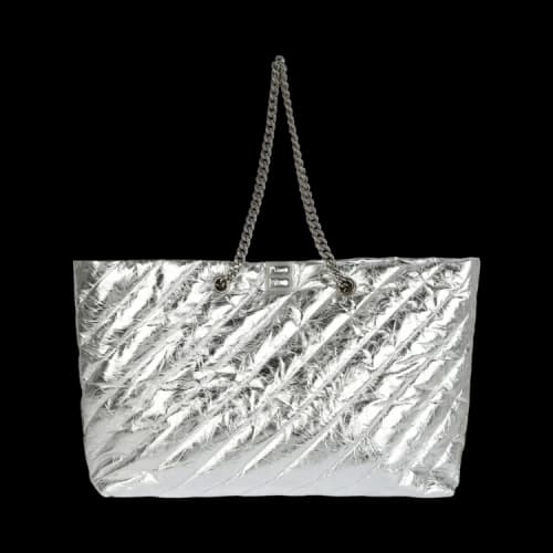 Balenciaga All Crush Quilted Shoulder Bag Silver