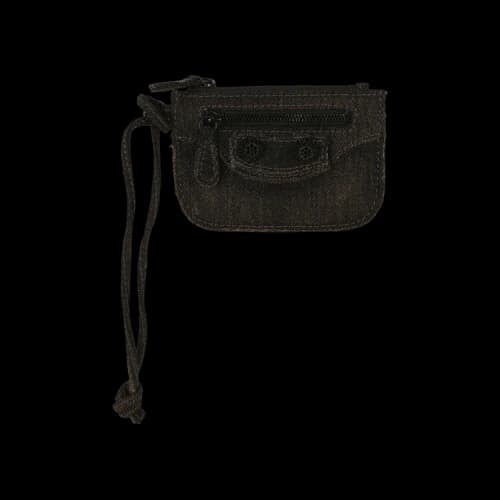 Balenciaga Le Cagole Washed Denim Coin Purse Black