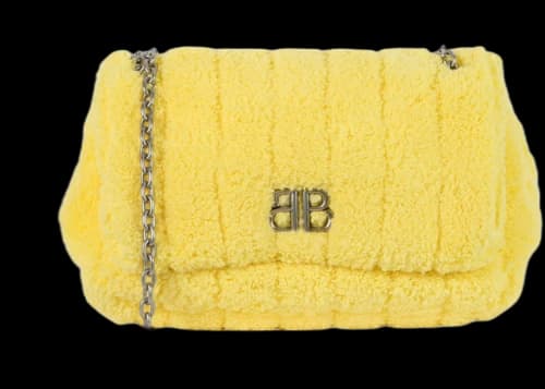 Balenciaga Monaco Mini Bag Quilted Towel Fabric Citrus