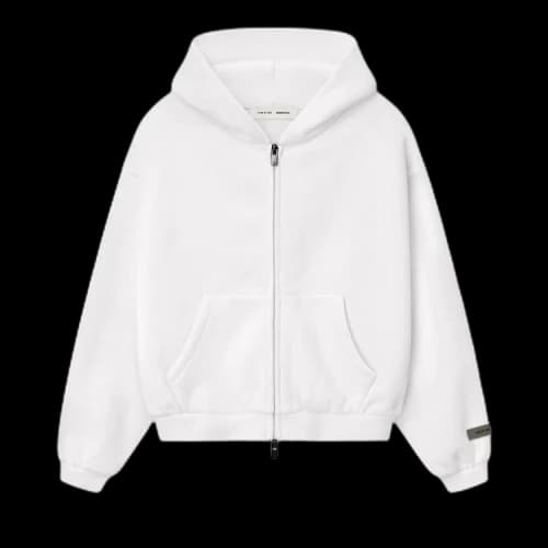 Fear of God Essentials Kids Classic Fleece Zip-Up Hoodie Cloud White