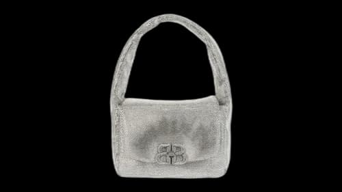 Balenciaga Small Monaco Sling Bag In Strass Smoke Grey Strass