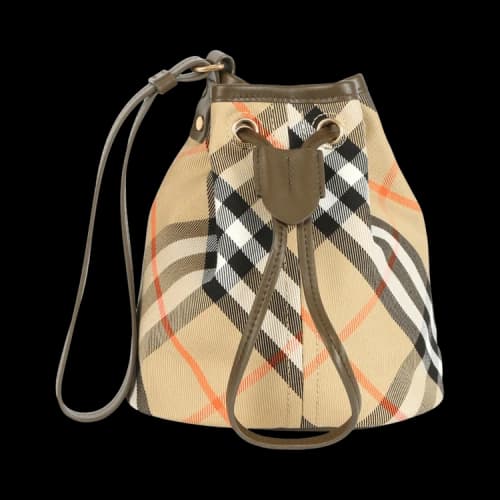 Burberry Check Drawstring Pouch Sand