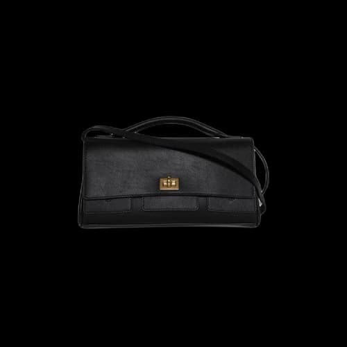 Balenciaga Bel Air Small Leather Clutch Bag Black Black