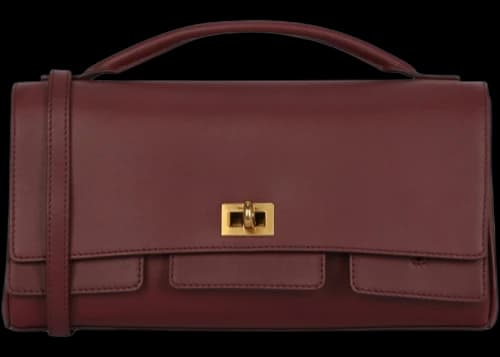 Balenciaga Bel Air Small Leather Clutch Bag Dark Burgundy