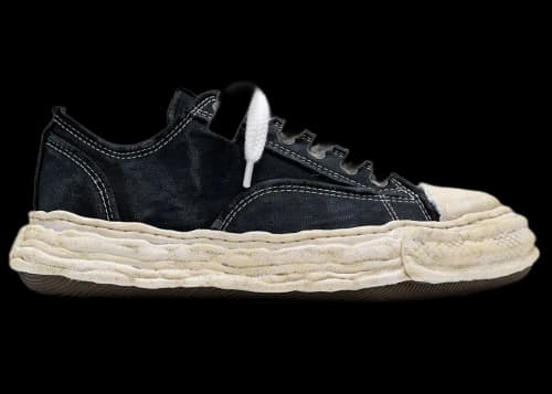 Maison Mihara Yasuhiro Peterson 23 OG Sole Vintage Effect Embroidered Canvas Low Black White