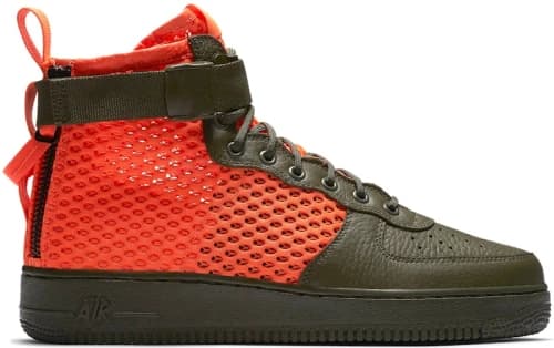 Nike SF Air Force 1 Mid Cargo Khaki Total Crimson