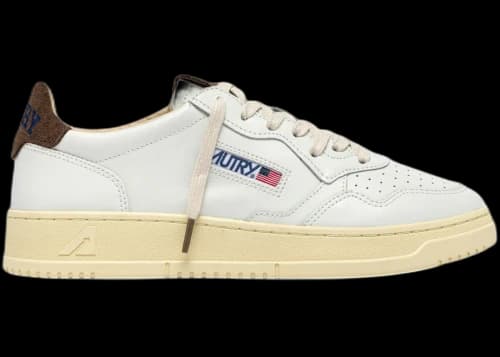 Autry Medalist Leather Low White Chocolate Chip Suede