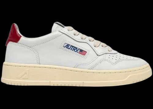 Autry Medalist Leather Low White Deep Claret Leather