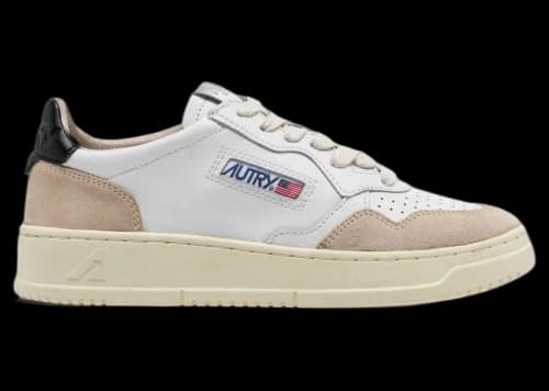 Autry Medalist Leather Low White Black Beige