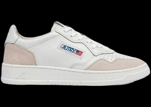 Autry Medalist Leather Low White Leather and Suede