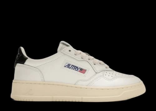 Autry Medalist Leather Low White Black Tab (Women's)