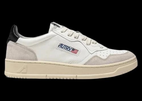 Autry Medalist Leather Low White Black Beige (Women's)