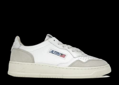 Autry Medalist Leather Low White Beige Suede (Women's)