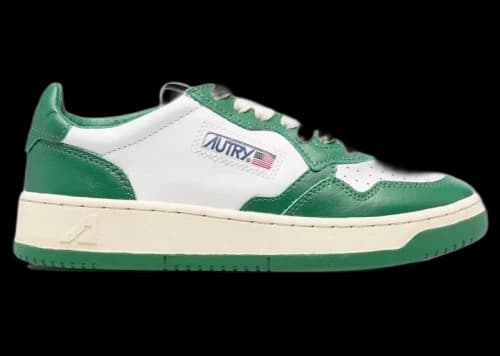 Autry Medalist Leather Low White Green (Women's)
