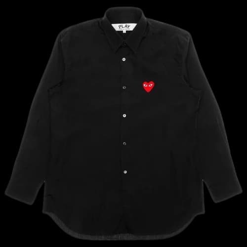 Comme des Garcons Play Red Emblem Button Up Shirt Black