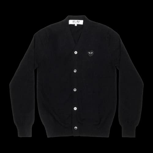 Comme des Garçons PLAY Rhinestone Heart V-Neck Cardigan 'Black'