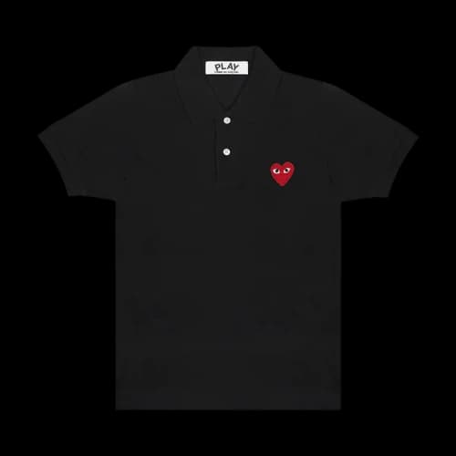 Comme des Garcons Play Red Emblem Polo Black