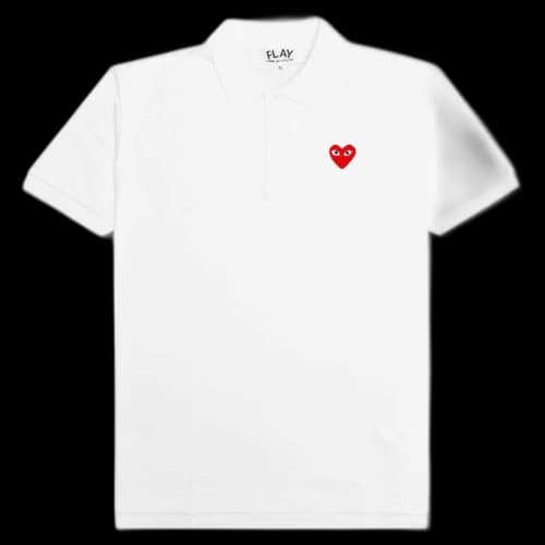 Comme des Garcons Play Red Emblem Polo White