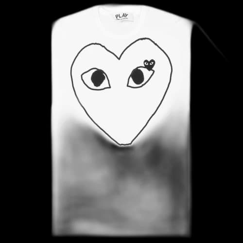 Comme des Garcons Play Black Emblem Outline T-shirt White