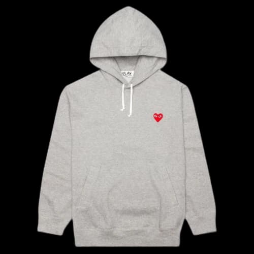 Comme des Garcons Play Red Heart Hoodie Grey