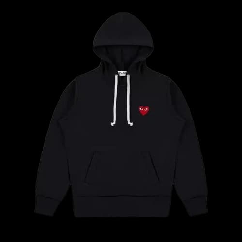 Comme des Garcons Play Red Heart Hoodie Black