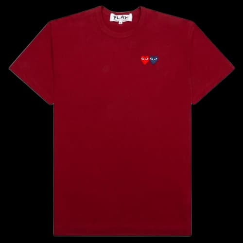 Comme des Garcons Play Double Hearts T-shirt Maroon