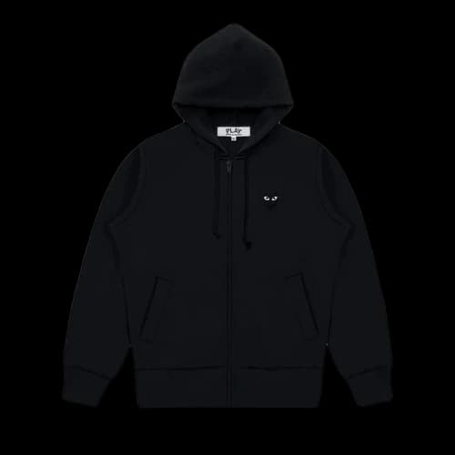 Comme des Garcons Play Big Black Heart Zip Up Hoodie Black