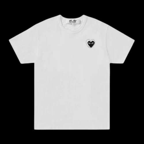 Comme des Garcons PLAY Emblem Metalstone Heart Tee White/Black