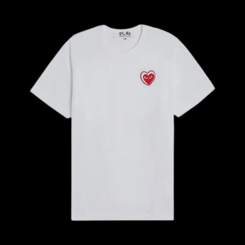 Comme des Garcons PLAY Emblem Metalstone Heart Tee White/Red