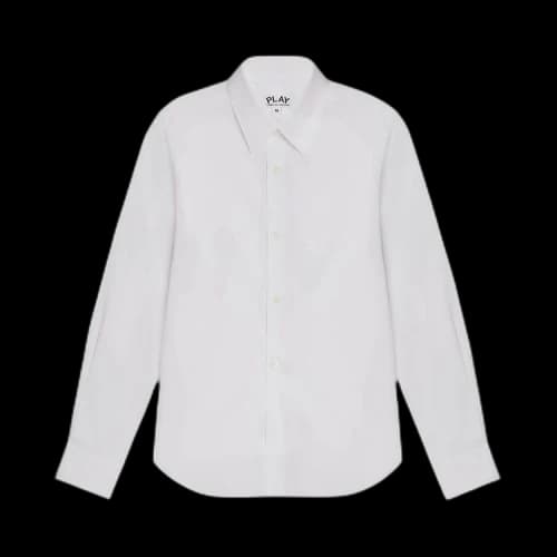 Comme des Garcons Play Women's Red Emblem Button Up Shirt White