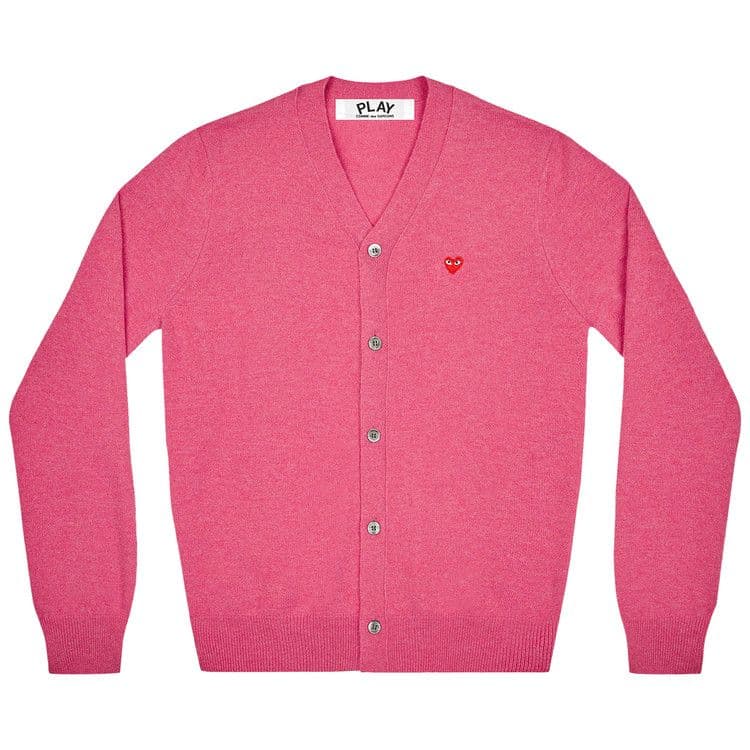 Comme des Garcons PLAY Small Heart Patch Cardigan Sweater Pink