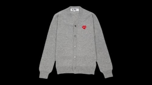 Comme des Garcons x Invader Pixelwappen Cardigan Light Grey