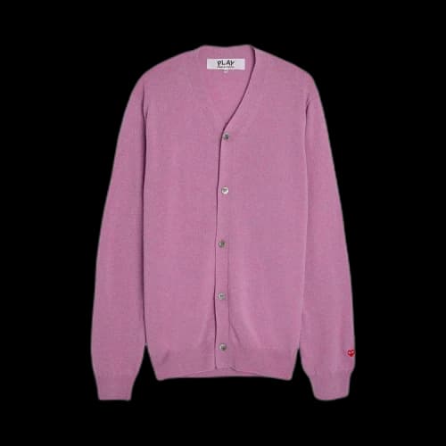 Comme des Garcons PLAY Heart Logo Cardigan Sweater Purple