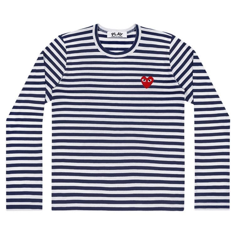 Comme des Garcons PLAY Play Striped Long Sleeve T-shirt Navy/White