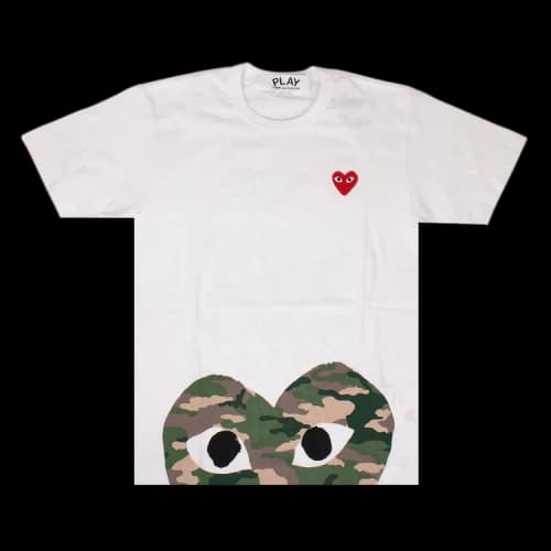 Comme des Garcons PLAY Play Camouflage Edge Heart T-shirt White