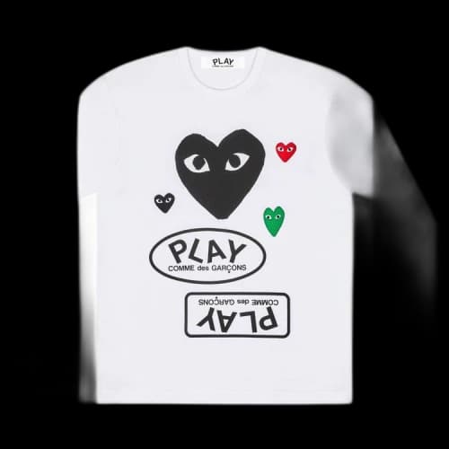 Comme des Garcons PLAY Play Black Multi Logo L/S T-shirt White