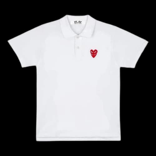 COMME des GARCONS PLAY Polo Shirt Red Family Heart 'White'