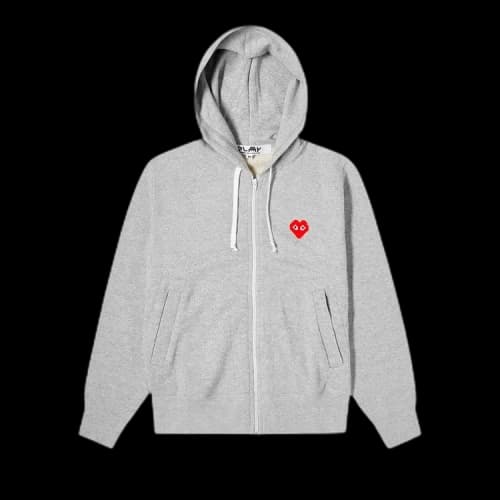 Comme des Garçons PLAY x Invader Heart Zip Up Hooded Sweatshirt 'Grey'