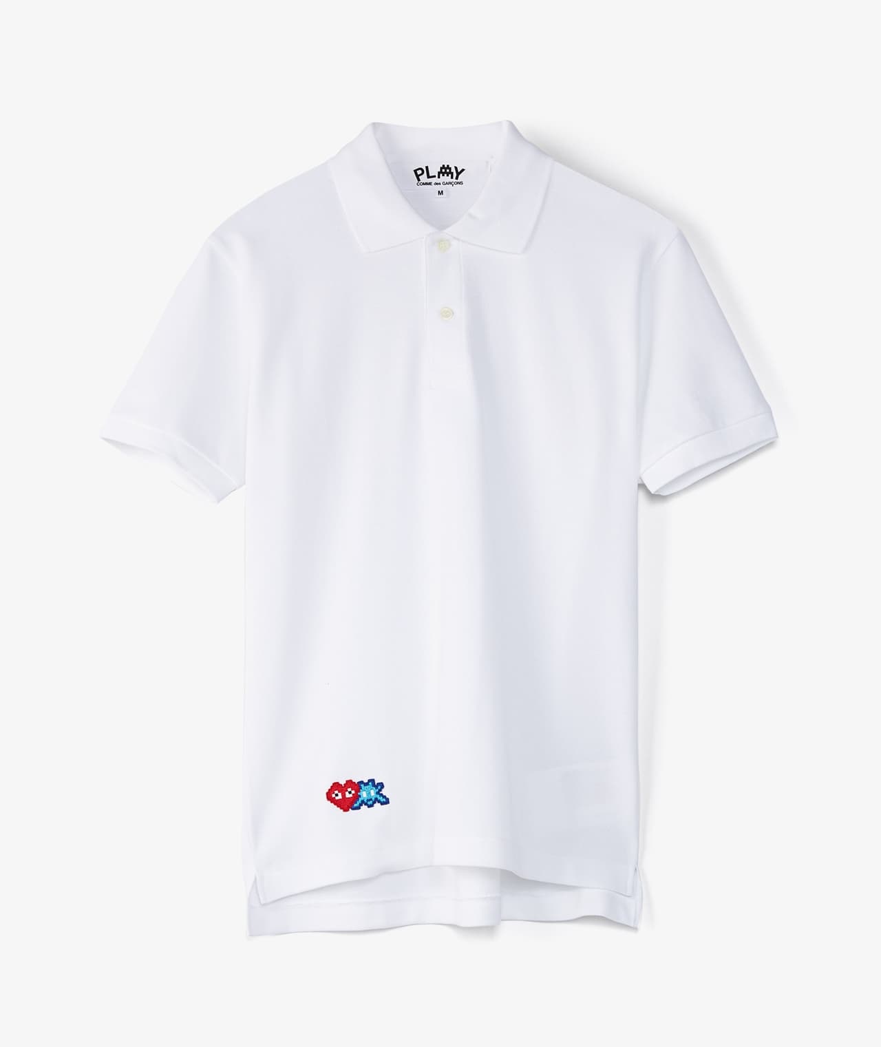 COMME des GARCONS PLAY SS25 x Invader Pixel Heart Polo Shirt 'White'
